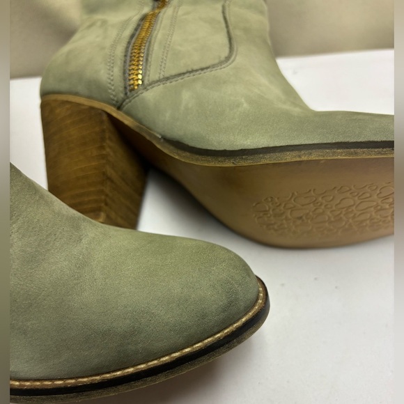ALDO Green-Gray Leather Zip High Heel Ankle Boots Womens Size 9 - Picture 15 of 15